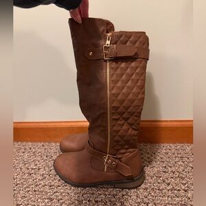 Brown Quilted Over the Knee Boots